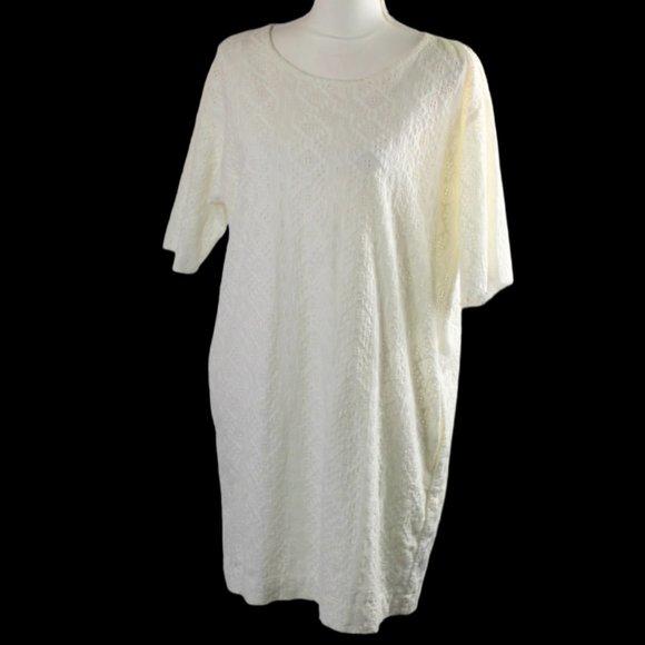 Current Elliot Eyelet T-Shirt Slip-On Dress, Dirty White, Size Medium - Picture 3 of 7